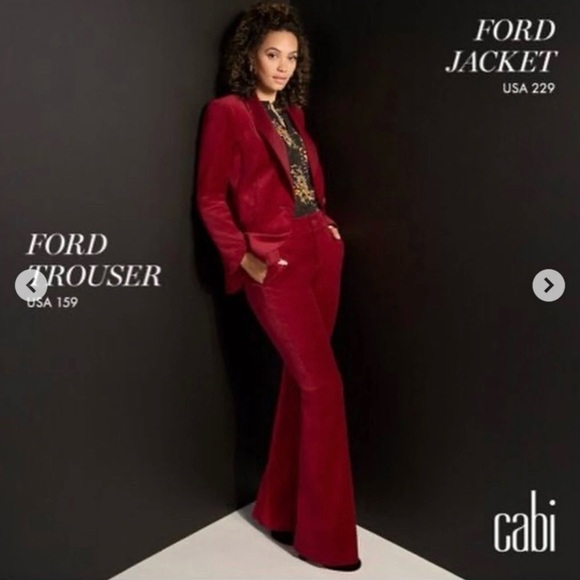 CAbi FORD Women's Deep Red Velvet Blazer Large EUC #4623 - Picture 2 of 4